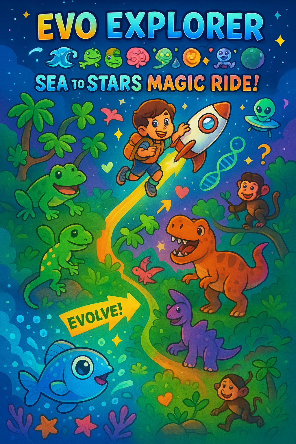 Evo Explorer: Sea to Stars Magic Ride - AI-Powered Learning Adventure